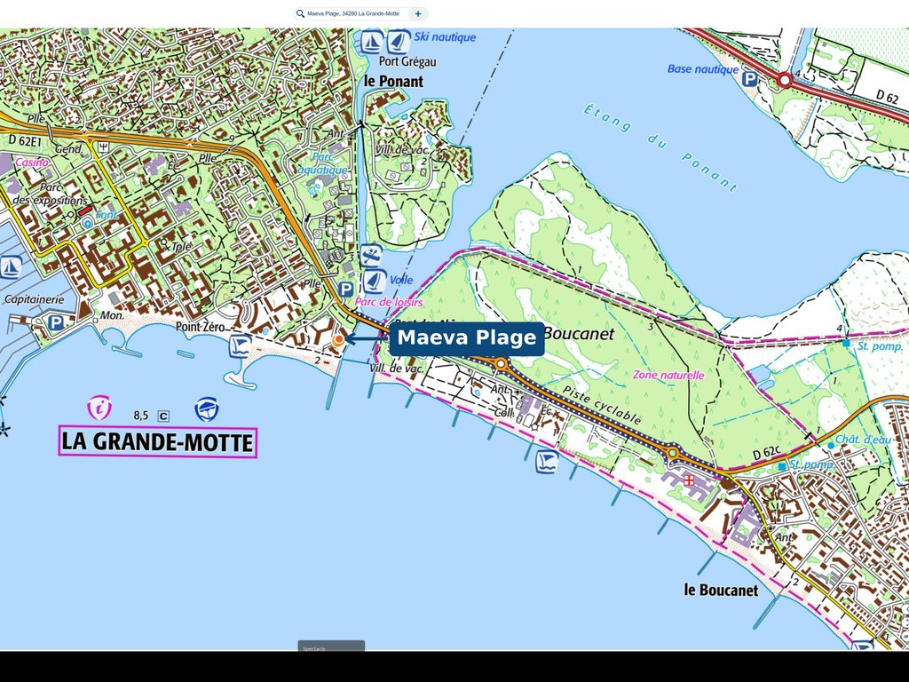 Carte IGN régionale de La Grande-Motte, résidence repérée